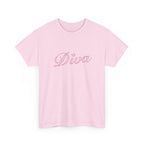 Diva Script Tee — Pink Cursive 'Diva' Graphic T-Shirt