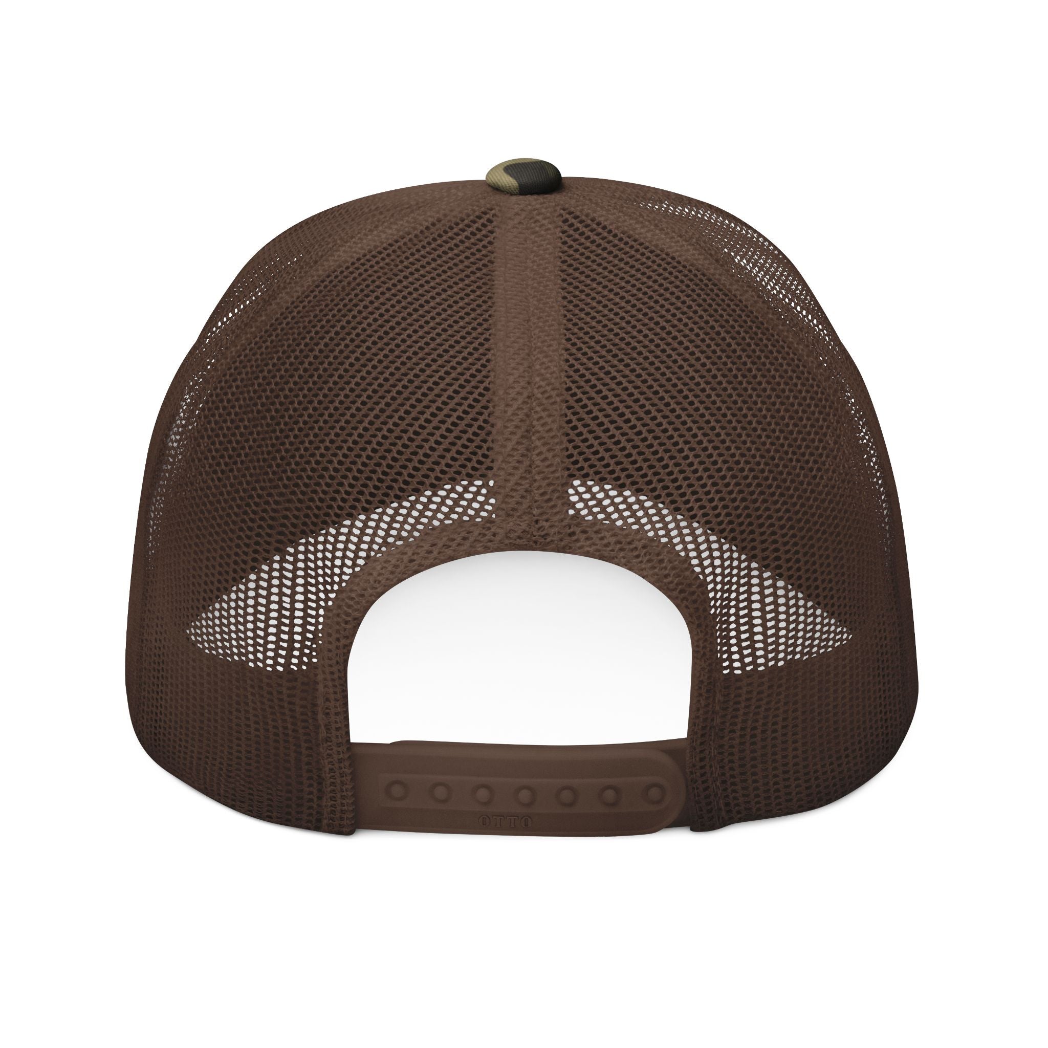Camo Trucker Hat — Embroidered 'SEX' Patch Cap