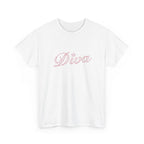 Diva Script Tee — Pink Cursive 'Diva' Graphic T-Shirt