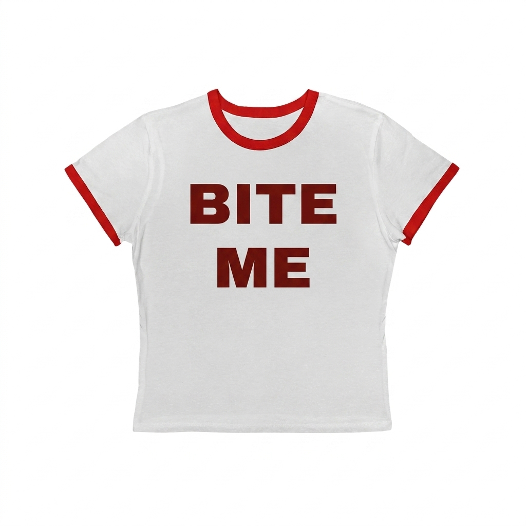 Bite Me Cropped Ringer Tee